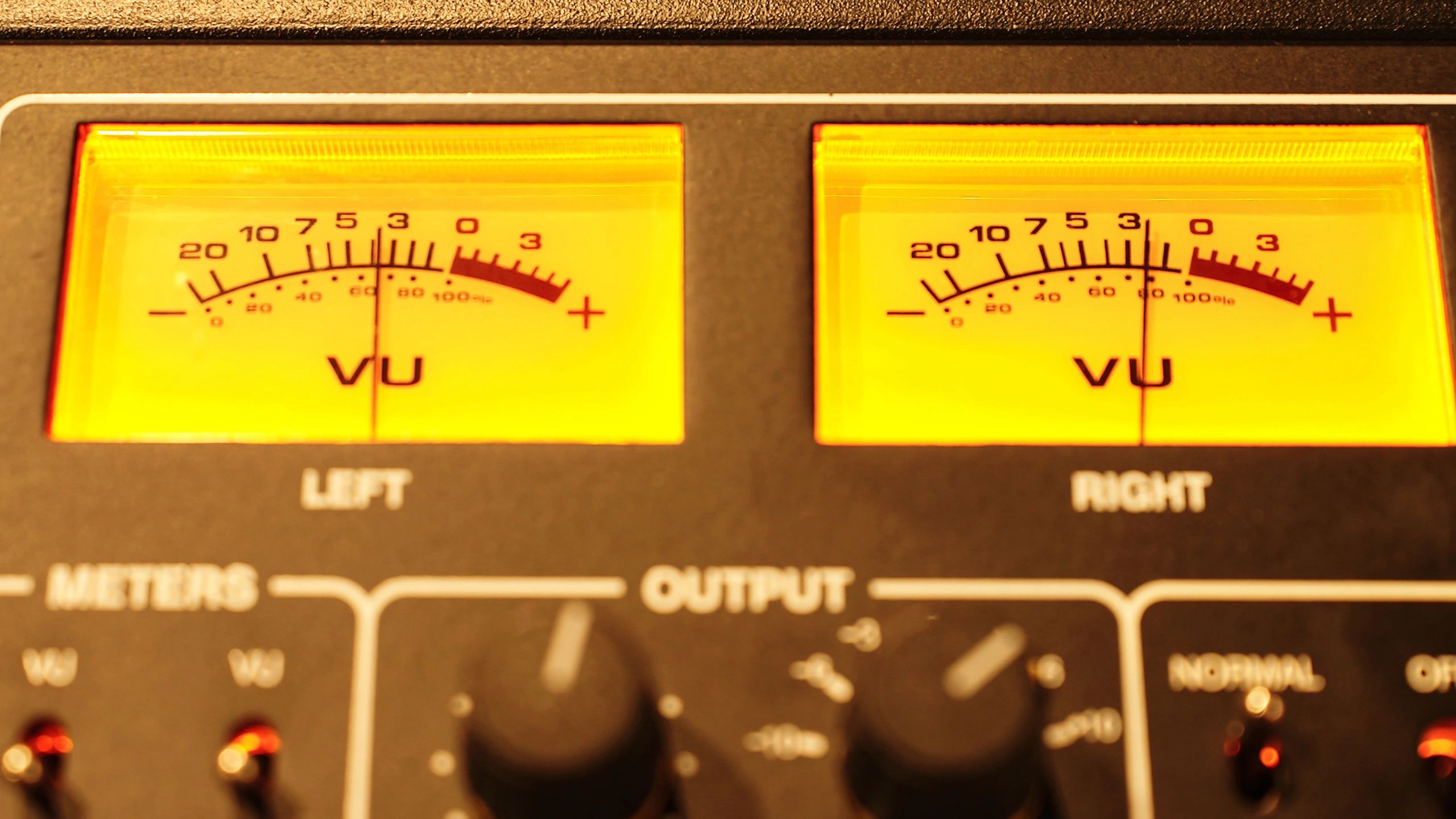 Audio Equipment With Analog VU Meters In Professional Music Studio